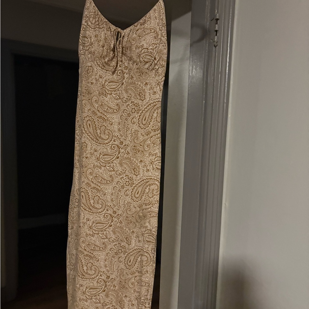 No Boundaries Beige Paisley Maxi Slip Dress